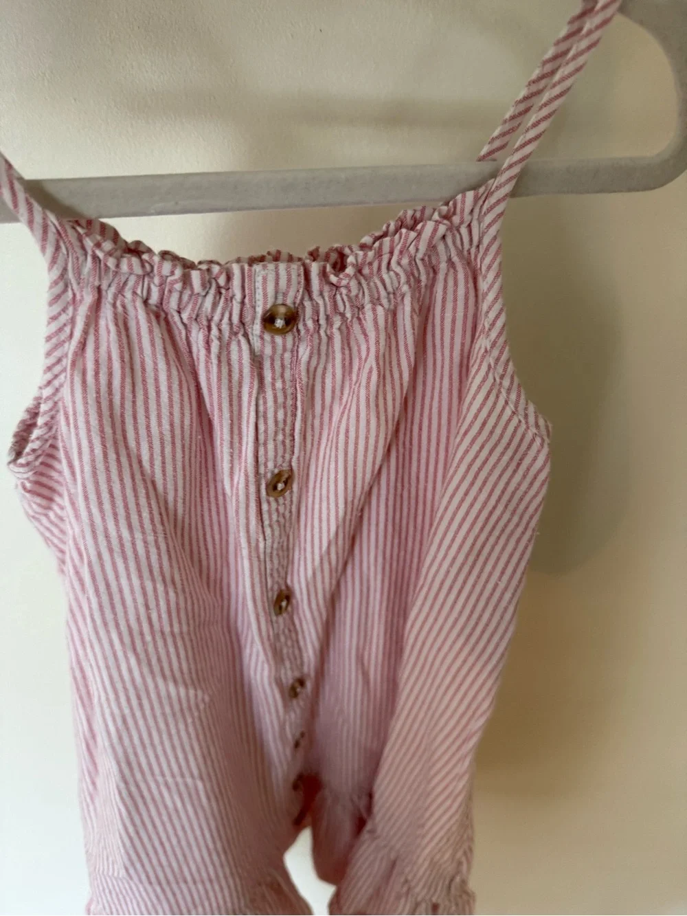 Old Navy Pink Striped Button-Front Romper